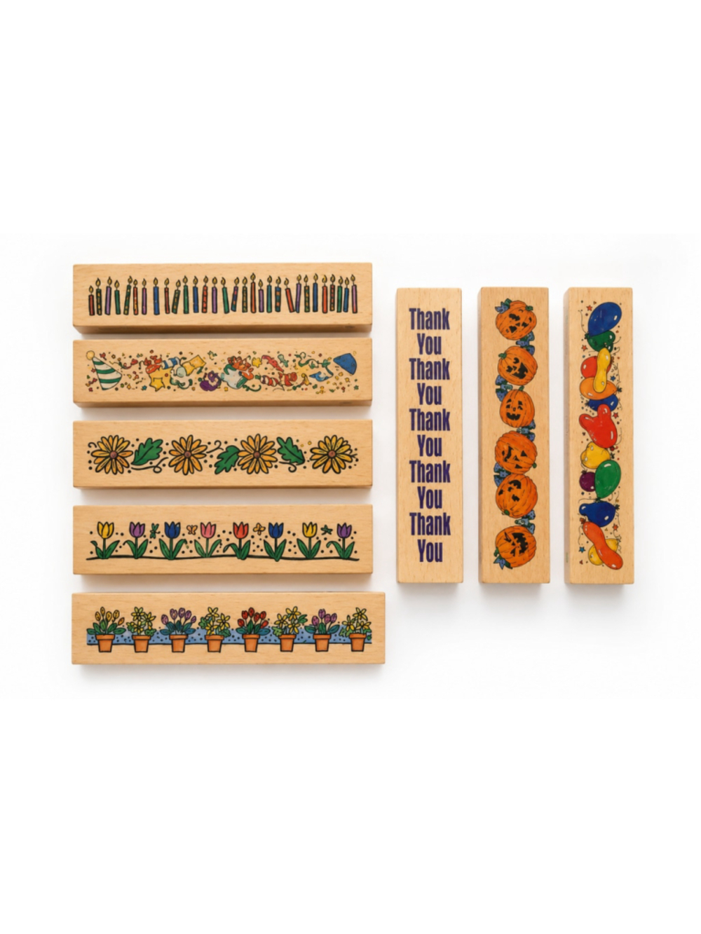 Sugarloaf 8" Rubber Border Stamp Lot of 8 Birthday Halloween Thanksgiving Floral